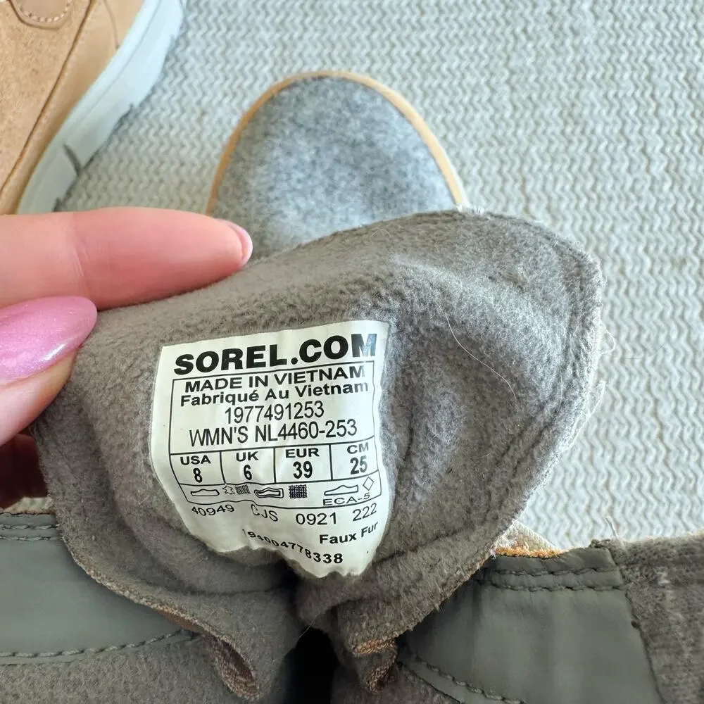 Sorel Tan + Grey Explorer II Joan Waterproof Boots Size 8 Outdoor Snow